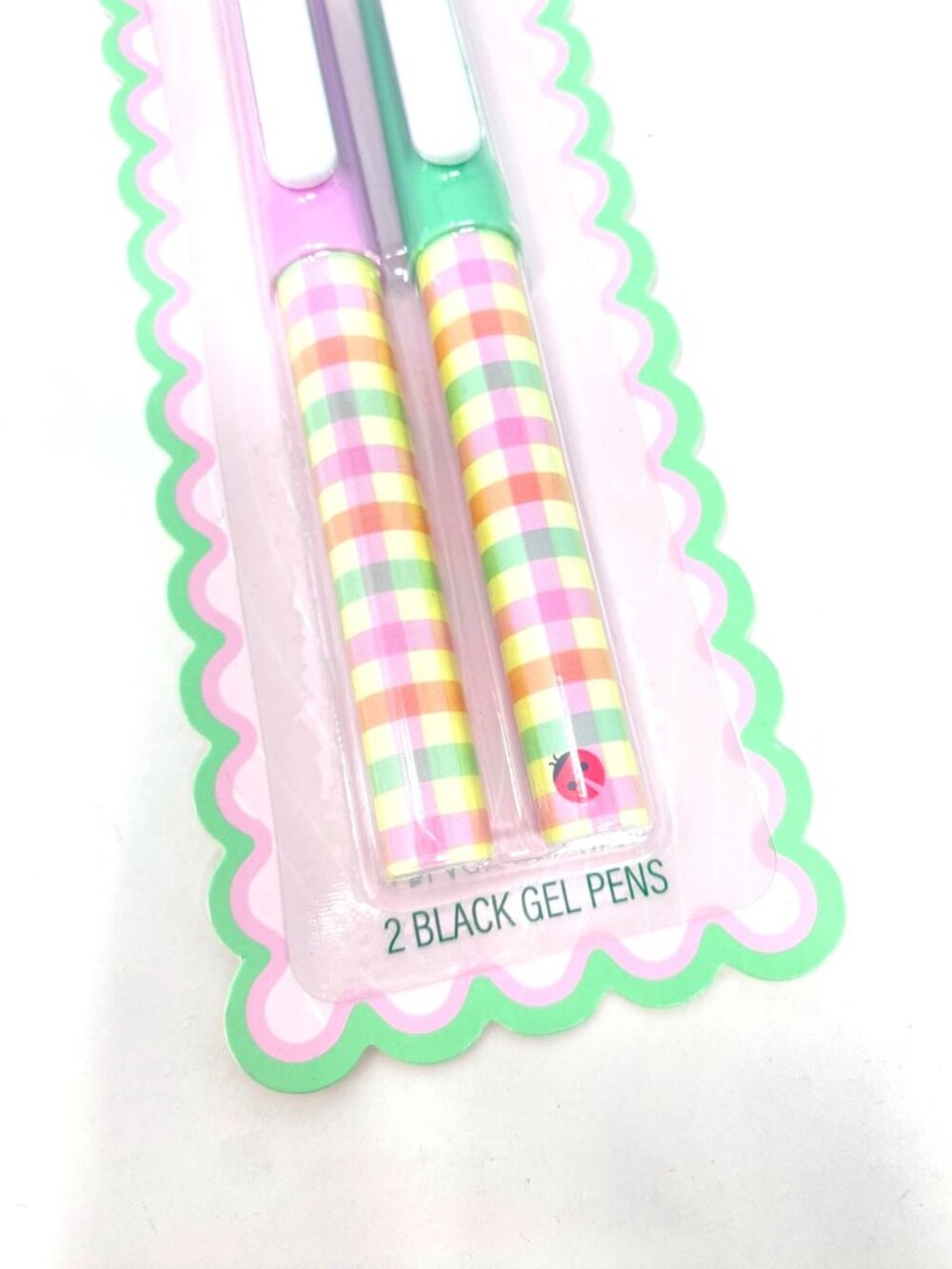 Post-it 2 Pack Pastel Gingham Patterned Gel Pens Black Ink Springtime Gift - Picture 5 of 9
